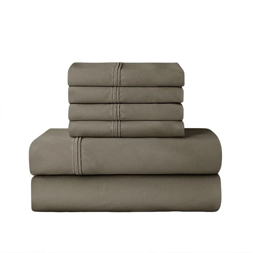 6 Piece Sheet Set. Grey Bisquet , Hotel Premier Collection Egyptian Cotton QUEEN